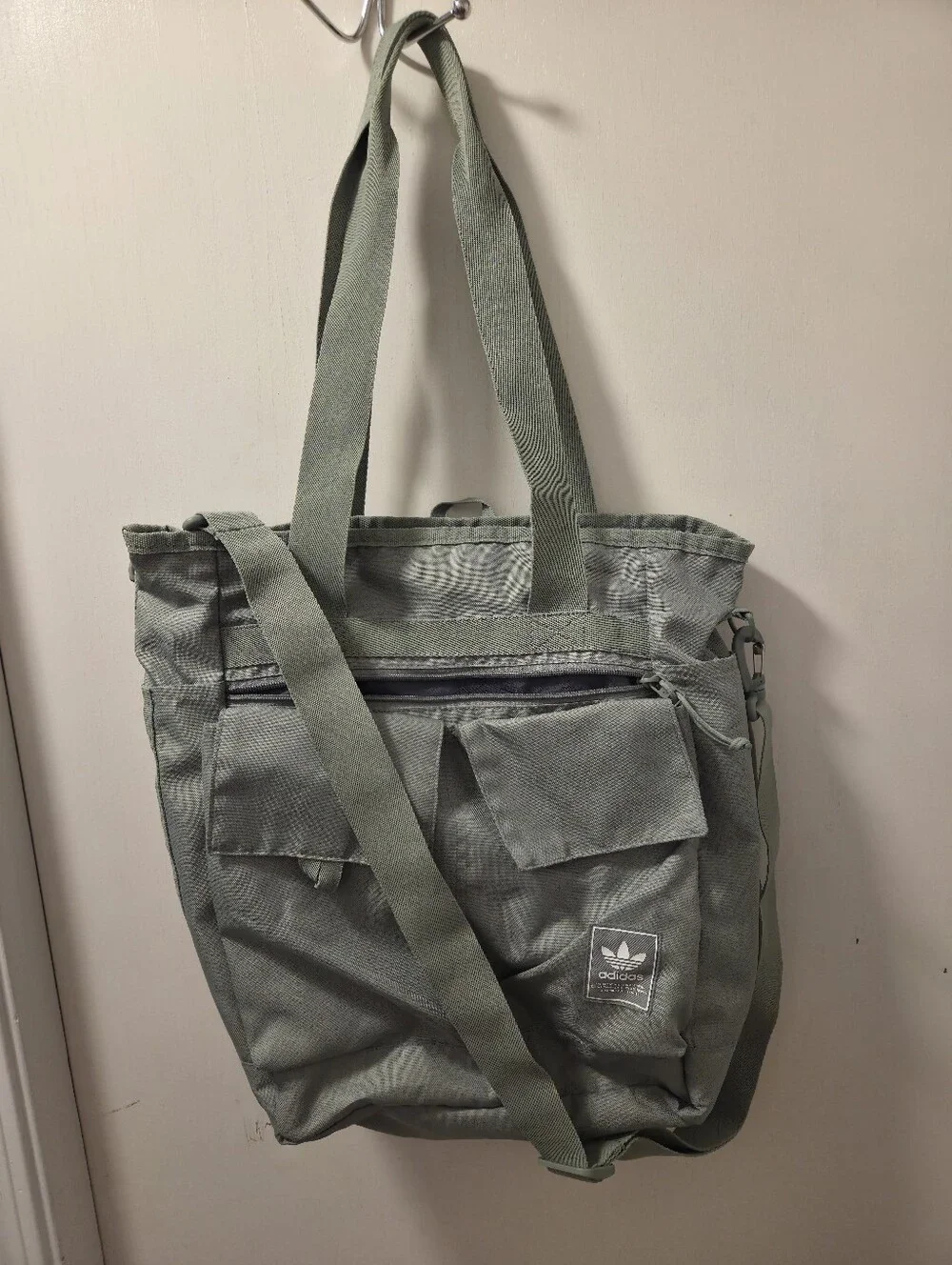 adidas Olive Green Canvas Messenger Tote